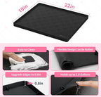 Sdpeia Under Sink Mat 22"×19" Waterproof Silicone Cabinet Liner & Sink Protector for Kitchen & Bathroom, Multi-Purpose Organizers Tray for Pets, Laundry, Cat Litter Mat, Black