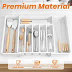 RoomHacks Large Silverware Organizer,Expandable Utensil Drawer Organizer,BPA Free Utensil Holder,Adjustable Silverware Tray Cutlery Drawer Organizer for Kitchen Flatware,Large,White (6-8 Slots)