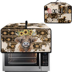 Convection Toaster Oven Cover with Pockets, Easy to Clean, Smart Microwave Baking Oven Dust Cover for Countertop, M, Aztec Highland Cow Sunflower Tribal Pattern