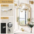 Kelly Miller 20"x30" Small Gold Bathroom Mirror for Wall Mount, Beveled Vanity Mirror for Master Bath Half Bath