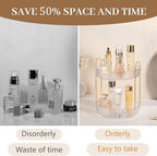 Rotating Makeup Organizer for Vanity, 2 Tier Perfume Skincare Storage for Women, Bathroom Counter Organizer, 360° Spinning Cosmetic Holder for Dresser Countertop, Clear