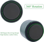 Round Leather Art Supply Organizer,Remote Control Holder,360 Degree Spinning,Multi-Functional Pencil Holder,4 Compartments Desktop Stationary Organizer(1-Crazy Green)