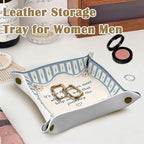 RTXLEZ Mmothers Day Gift for Expecting Mom, Friends Friendship Gifts for Women Leather Jewelry Valet Tray, BFF Bestie Gifts PU Catchall Beside Caddy Nightstand Organizer Tray for Rings Watches Keys