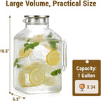 1 Gallon thickened Square Glass Pitcher with Lid, Classic Stripes Water Pitchers for Fridge, Borosilicate Glass Carafe for Hot/Cold Brew Drink, Extra Large Jug with Handle for Iced Tea, Coffee, Juice