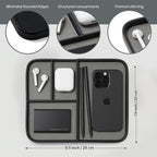 Nordik Leather Valet Tray - Pebble Black - 9.5 x 7.9 Inch Medium Vegan Leather Tray - Stylish Nightstand Organizer for Men - Modern Bedside Caddy - EDC Catchall for Key Watch Wallet Jewellery