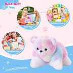 Glow Guards 15" Rainbow Teddy Bear Plush Pillow, Cute Stuffed Animal Soft Lovely Colorful Toy, Bedtime Sofa Decors, Christmas Birthday Children's Day Hoilday Gift for Toddler Kids
