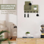 Key Holder Wall Mount, Mail Organizer for Wall with 5 Square Rustic Key Hooks Key Shelf Farmhouse Home Decor for Entryway