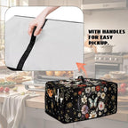 Convection Oven Cover with Pockets, Dust-Proof Protective Smart Oven Cover Small Appliances Protector Kitchen Decor, L, 18.5 x 22.5 x 13 Inches, Butterfly Daisy Moon Black