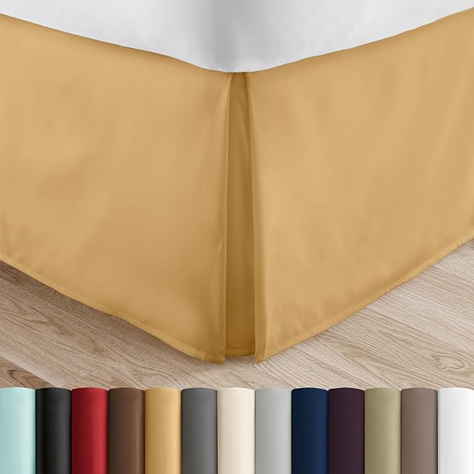 Linen Market Bed Skirt - Ultra Soft Microfiber - Easy Fit with 14 Inch Tailored Drop - Hotel Quality, Shrinkage & Fade Resistant - Bed Cover - Twin Bed Skirts - Bedroom Décor - (Twin, Gold)