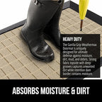 GORILLA GRIP 100% Waterproof All-Season WeatherMax Doormat US Designed Natural Rubber, Stain and Fade Resistant, Low Profile Indoor Outdoor Door Mats, Easy Clean Patio Mat, 23x35, Taupe Grid