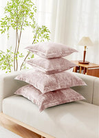 Luxurious Velvet Euro Shams Decorative Throw Pillow Covers 26x26 Set of 2 Solid Square Euro Pillow Shams for Sofa Couch Bedroom, Pink