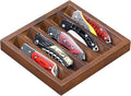 Knife Display Case Knife Holder for Pocket Knife Case Storage, Edc Tray Fits Edc Flashlight (Walnut,1 Pack)