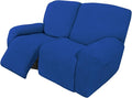 Easy-Going 6 Pieces Recliner Loveseat Stretch Sofa Slipcover Sofa Cover Furniture Protector Couch Soft with Elastic Bottom Kids, Spandex Jacquard Fabric Small Checks Classic Blue