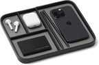 Nordik Leather Valet Tray - Pebble Black - 9.5 x 7.9 Inch Medium Vegan Leather Tray - Stylish Nightstand Organizer for Men - Modern Bedside Caddy - EDC Catchall for Key Watch Wallet Jewellery