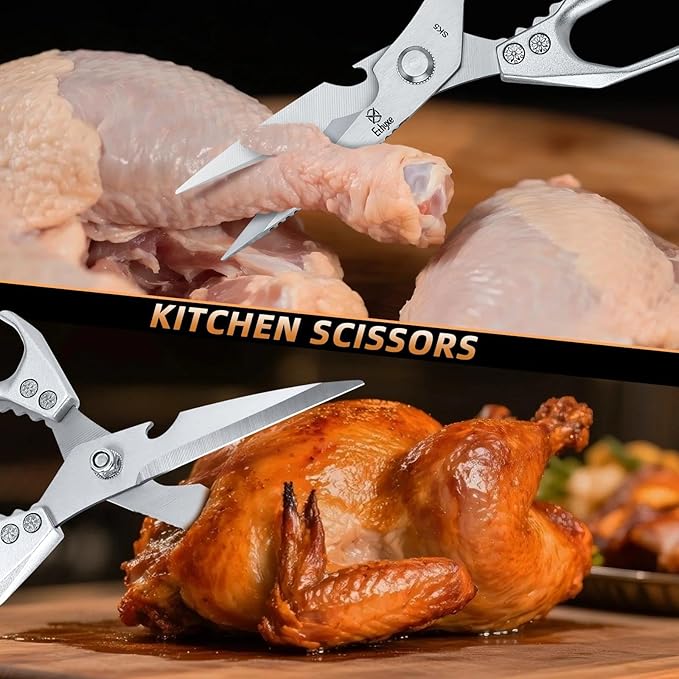 Kitchen Scissors All Purpose - Heavy Duty Poultry Shears, Ultra Sharp Japanese Steel Cooking Scissors for Food, Dishwasher Safe