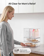 Vtopmart Clear Stackable Storage Drawers Set of 4, Plastic Organizer Bins for Makeup, Cosmetics, Beauty Supplies,Ideal for Vanity, Bathroom,Cabinet,Pantry Organization
