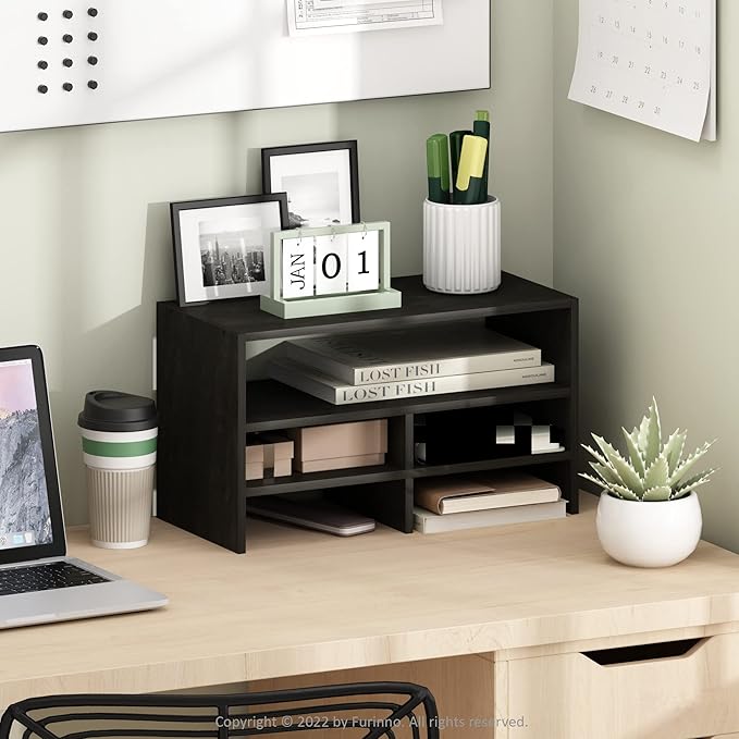 Furinno Hermite Desk Top Organizing Shelf Bookcase, Espresso