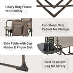 Timber Ridge Aluminum Camping Directors Chair with Side Table Pocket, Portable Folding Chair, Heavy Duty Lawn Chair for Fishing Trip Picnic Concert Outdoor 400lbs, Tan