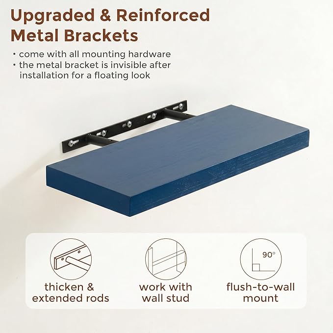 fuqing 20 Inch Floating Shelves | 6.7 Inch Deep Dark Blue Floating Shelves