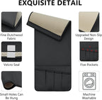 TV Remote Control Holder Couch Caddy, Non-slip Bedside Caddy Organizer with 5 Pockets for Key Glasses Phone Magazine Holders (Black, 35"x12.4")