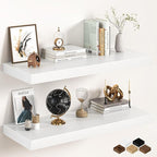 36Inch White Floating Shelves for Wall, 12 Inch Deep Shelves for Bedroom
