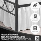 SKY BEDDINGS - Twin Size Ruffled Bed Skirt with Split Corners - 18 Inch Drop Dust Ruffle Bed Skirt with Platform Three Sided Coverage - 100% Microfiber, White