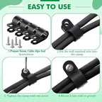 Hicarer 50 Pack R-Type Cable Clip Wire Clamp, Nylon Screw Mounting Cord Fastener Clips with 50 Pack Screws for Wire Management (Black, 1/2 Inch)