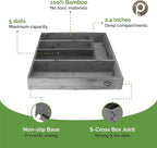 Pristine Bamboo 5-Slot Drawer Organizer - Kitchen and Utensil Organizer - Cutlery Tray - Flatware and Silverware Holder - Gray
