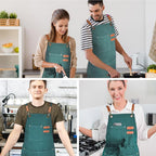 OUNLEN Chef Apron for Men Women Canvas Aprons with 3 Pockets Cross Back Resistant Work Apron for Cooking
