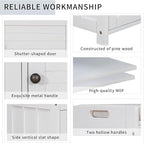 SOFTSEA Upholstered Storage Ottoman with Removable Cushion, Wooden Entryway Bench with 3 Shutter-Shaped Doors and Hidden Storage Space, Shoe Bech for Entreyway, Living Room, White with Beige Cushion