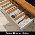 Blue and Green Floral Shelf Liners Non Adhesive and 12IN x 20FT Strong Non-Slip Shelf and Drawer Liners for Kitchen Cabinet Wire Fridge, Waterproof Shelf Drawer Liner,Easy to Clean