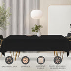 White Classic WEALUXE Black Table Cloths for 6 Foot Folding Tables [2 Pack, 60x102 Inches] Tablecloths Rectangular, Washable Linen Fabric Cloth