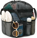 Fammart Mesh Shower Caddy Portable with Drawstring, Dorm Room Essentials for College Girls Guys, 8-Pocket Extra Large Shower Bag Basket Tote for Camping Beach Gym Travel Toiletry Bathroom