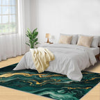 4x5 Abstract Marble Indoor Outdoor Rug - Emerald-Green-Marble Bedside Rug, Luxury Stone Pattern Washable Entry Way Rugs Kids Carpet for Inside House Playroom Living Room End Table Nursery