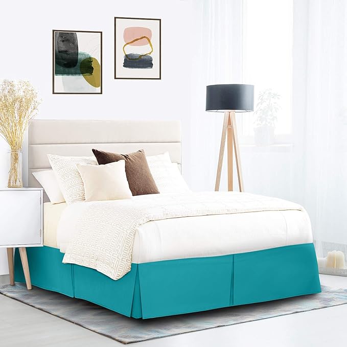 Nestl Teal Full XL Bed Skirt - Full XL Size Bed Skirt 14 Inch Drop - Brushed Microfiber Bed Skirts - Hotel Quality Pleated Bed Skirt - Shrinkage & Fade Resistant
