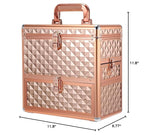 Makeup Train Case Professional Makeup Organizer Case with Drawer Mirror Extra Large Makeup Manicure Accessory with Dividers Travel Cosmetic Case for Cosmetologist Nail Tech Kits Makeup Case Rose Gold