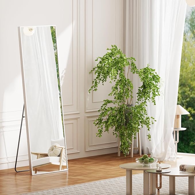 NEWBULIG 64"x21" Full Length Mirror, Full Body Floor Mirror with Aluminum Alloy Thin Frame, Wall or Standing Mirror for Bedroom, Living Room, Dressing Room, Silver