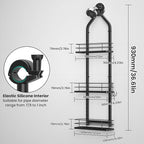 Shower Caddy Hanging, Adjustable Anti-Swing-Over The Shower Head Caddy, 3 Tier Height Bathroom Storage Organizer Bathroom Shelves Basket Rack Shower Caddies (3Tier)