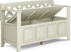 SIMPLIHOME Amherst Entryway Storage Bench - 48 inch Wide Solid Wood Hallway Seat in Antique White, Transitional Bench for Entryway or Living Room with Lift-Up Lid and Spacious Storage