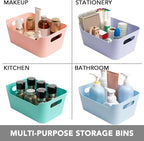 Tiawudi 12 Pack 4.5L Storage Bins, Plastic Storage Baskets for Home Classroom Organization, Multi-Use Organizer Bins for Cabinet, Pantry, Drawer, Closet, Countertop or Shelves, Colorful Containers