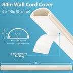 ZhiYo Cord Covers for Wires on Wall, 85in(6 x L14.2in) Cable Hider for Hiding 1-2 Cables, PVC Wire Covers for Cords on Wall Mount TV in Home or Office, Beige W1in x H0.41in