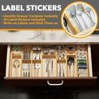 SpaceAid Bamboo Drawer Dividers with Inserts and Labels, Kitchen Adjustable Drawer Organizers, Expandable Organization for Home, Office, Dressers, 10 Dividers with 24 Inserts (17"-22" Natural)