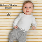 Yoofoss Pack and Play Sheets Fitted, Mini Crib Sheets 2-Pack for Pack N Play Mattress, Stretchy Playard Sheet, Soft and Breathable (Brown+Stripe)