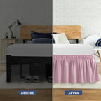 King Bed Skirt, Elastic Wrap Around Bed Skirt King Size, Bed Skirts for Adjustable Bed, Easy Fit with 14" Drop Length Tailored Drop Dust Ruffle (Pink)
