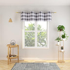 3 Pc Cotton Classic Country Farmhouse Kitchen Window Curtain Grommet Top -Grey & White Buffalo Check Tier & Valance Set, 54" x 18" / 32" x 24"