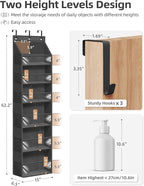 STORAGE MANIAC Over the Door Organizer 6-Shelf Closet Hanging Storage with 14 Mesh Pockets, 66lbs Capacity Clear Deep Pockets Behind Door Storage for Nursery, Bathroom, Bedroom, 1 Pack Black