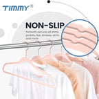 TIMMY Velvet Hangers - Suit (50-Pack) Ultra Thin Coat Hangers with Heavy Duty Construction, Holds up to 10 Lbs - Blush Pink/Rosegold Finishes