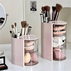 Azurphoric Hair Accessories Organizer with Hair Brush Holder, Rotatable Makeup Brush Holder for Necklaces, Earring, Bracelet, Ring, Makeup Brushes, Hair Clip and Hair Accessories (Pink, 2-Layer)