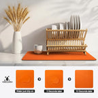 Ecotrim - Dish Drying Mat for Kitchen Counter | Coffee Bar Mat for Countertops | Heat Resistant Drainer Mat with Non-slip Rubber Backed | Hide Stain Kitchen Absorbent Draining Mat | Orange 16"x24"