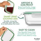 Fusion Gourmet 8 Pack 35 oz Glass Storage Containers with Lids - Airtight, Leakproof, Oven, Microwave & Freezer Safe, Stain & Odor Resistant, Reusable Meal Prep Containers (16-Piece)